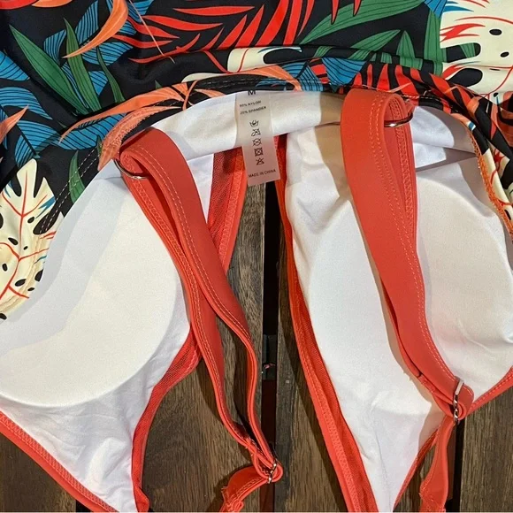 Bold Orange and Green One Piece Swimwear - Picture 9 of 9